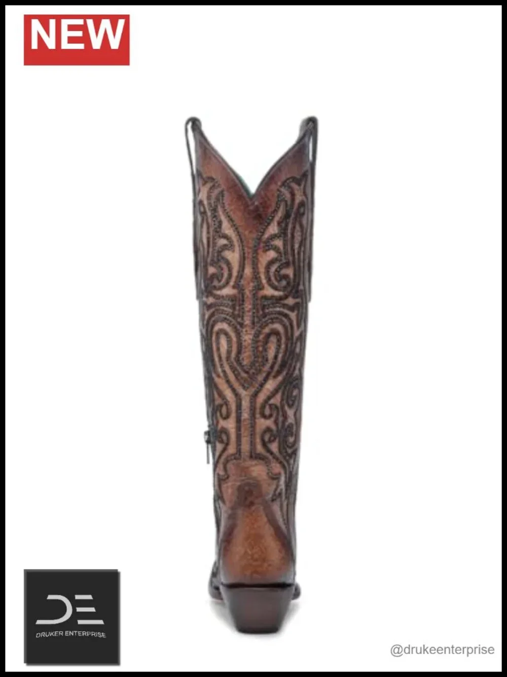 Crackled Crystal Rhinestone Embroidered Snip Toe Pull On Cowboy Heeled Boots